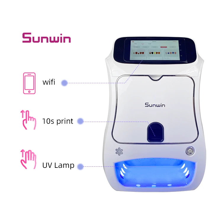 Portable mini nail art printer smart phone wifi control DIY nail printer with UV lights & drying fan nail printer for home use