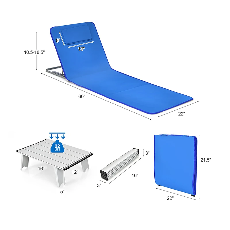 Custom Print Portable Beach Reclining Lounger Beach Chairs Adults Beach Lightweight Folding Camping Sun Lawn Chairs Set