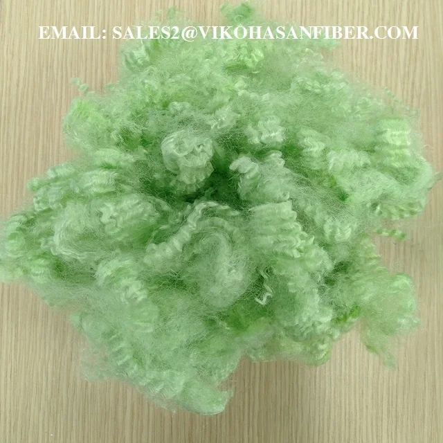 100% Polyester Staple Fiber 15D HS Green A grade Vikohasan Manufacturer and synthetic fiber and GRS recycled polyester fibre