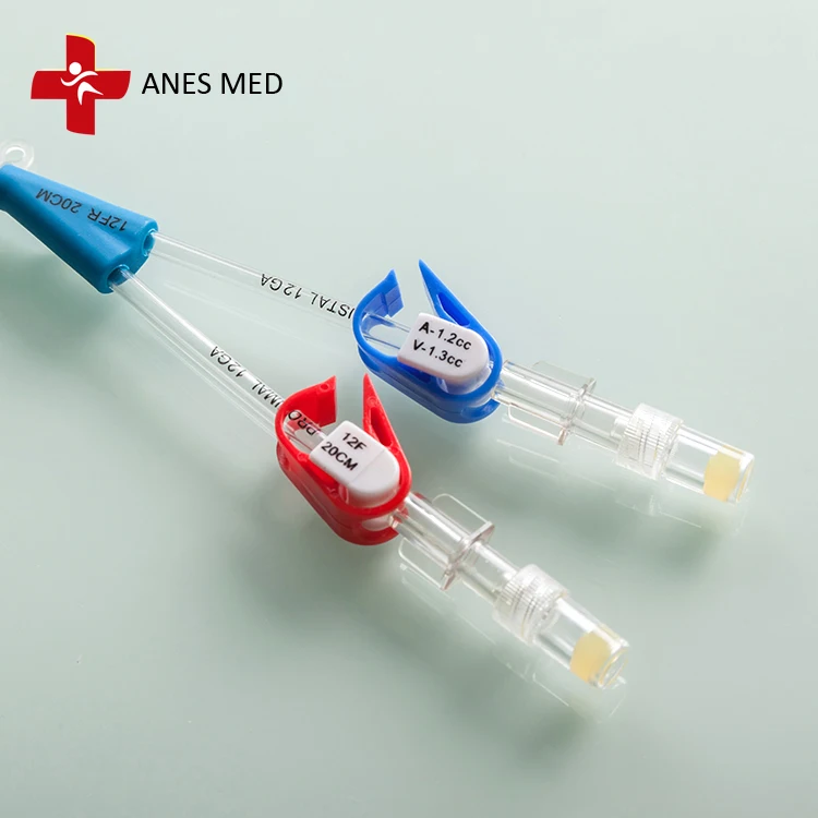 Medical Double Lumen Straight Tip Disposable Hemodialysis Catheter Kit