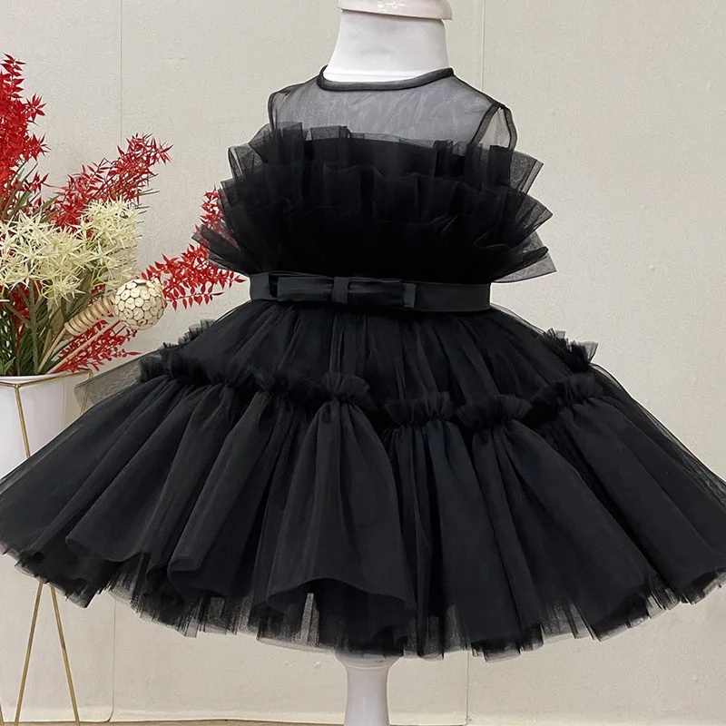 Toddler Kid Girls Princess Dresses Tulle Sleeveless Bow Birthday Flower Girl Dress Party Wedding Pageant Dress Up