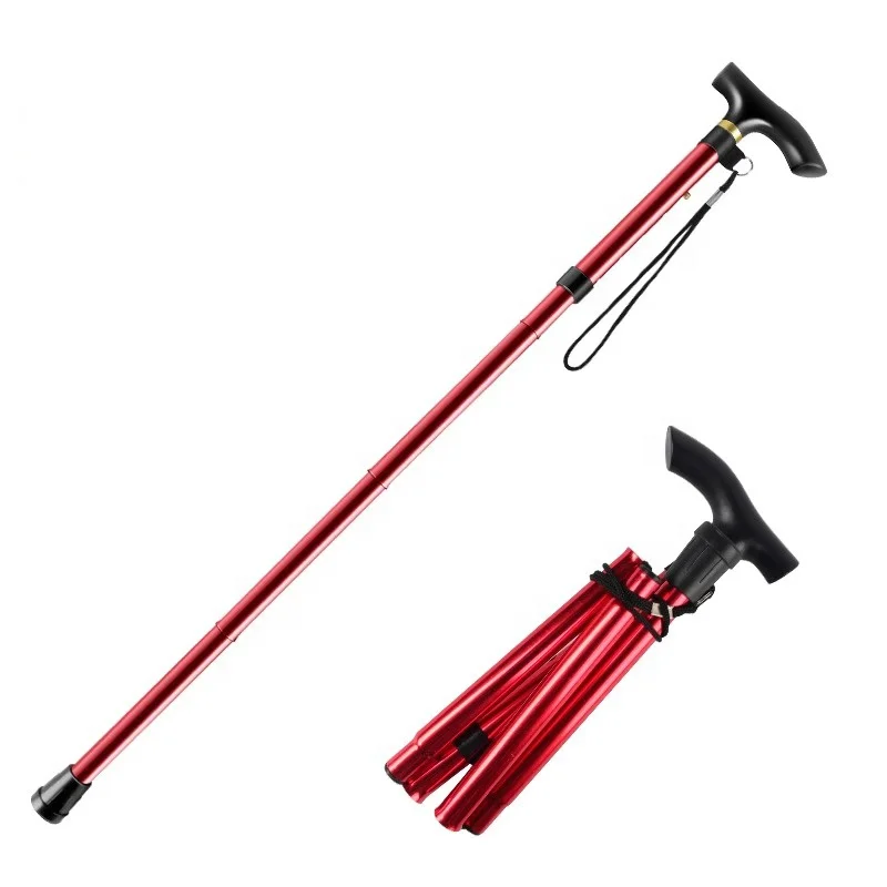 Folding climbing stick Carbon fiber five-section telescopic folding stick Ultra-light hiking outdoor walking stick