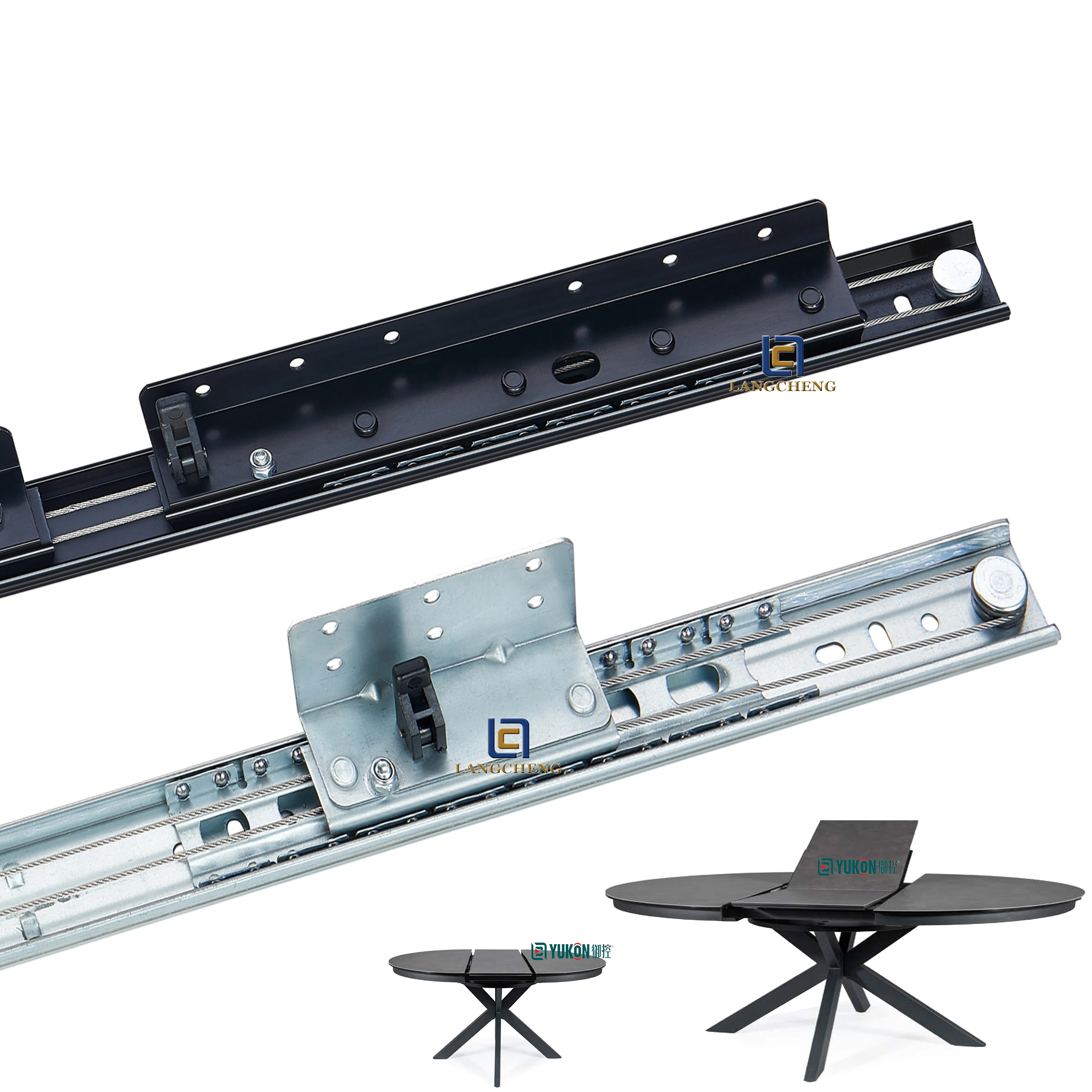 Heavy duty Synchonized Two Size Opening Extension rail extending table mechanisms