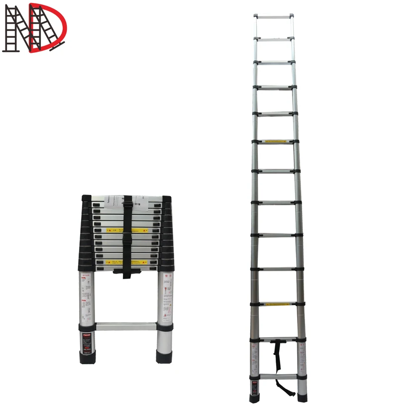 Competitive Price En131 Aluminium Telescopic Ladder 3.2-3.8m Folding Attic Ladders Indoor