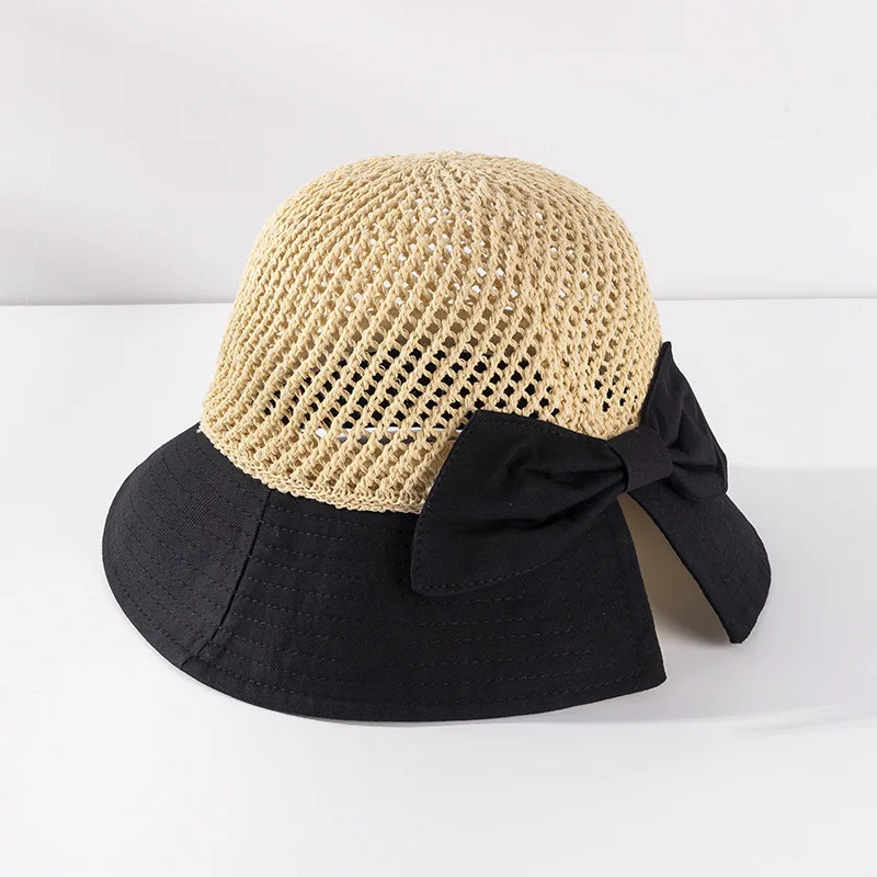 
Women Sun Korean Style Breathable Fisherman Hat Spring and Summer Outdoor Hollow Sunscreen Sunshade Hat Bow Straw Hat Woman 