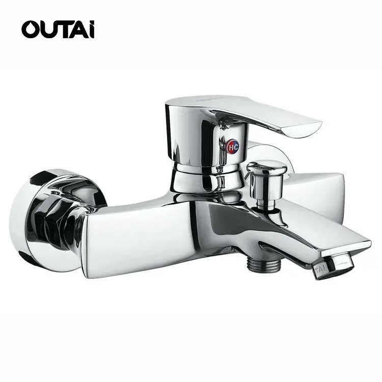 Modern single lever wall mounted bathtub basin brass faucets mixer bath bathroom shower