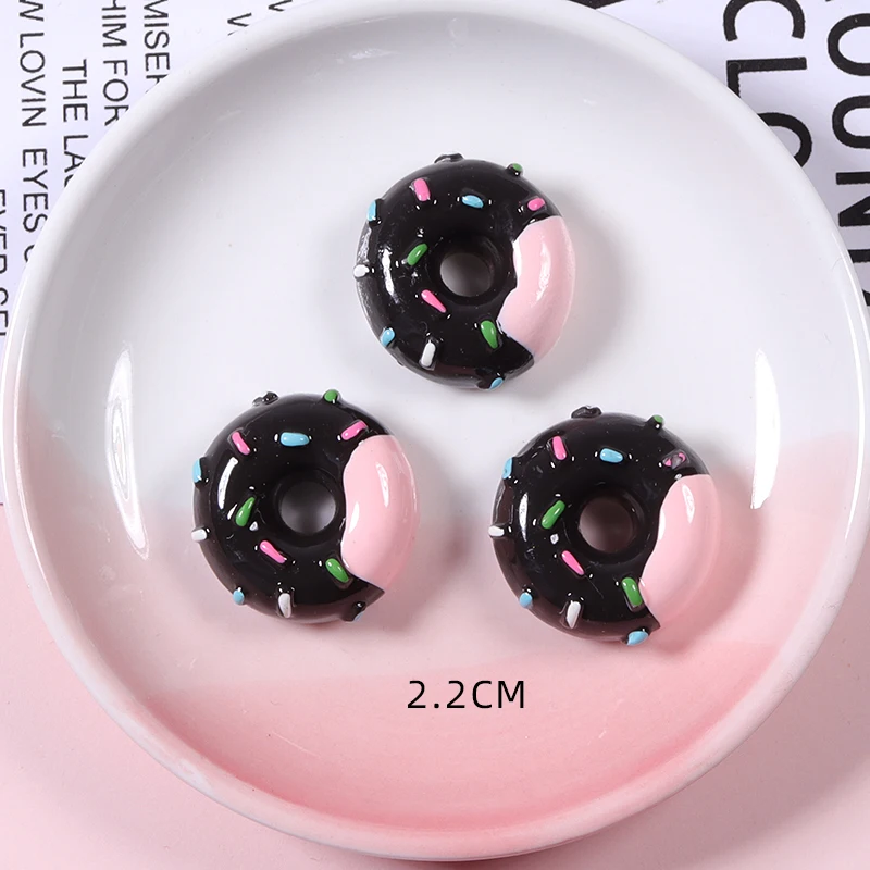 Colorful 2cm mini  Kawaii Donut  kawaii Resin charms DIY earrings phone case decoration pendant  hairpin can add hook