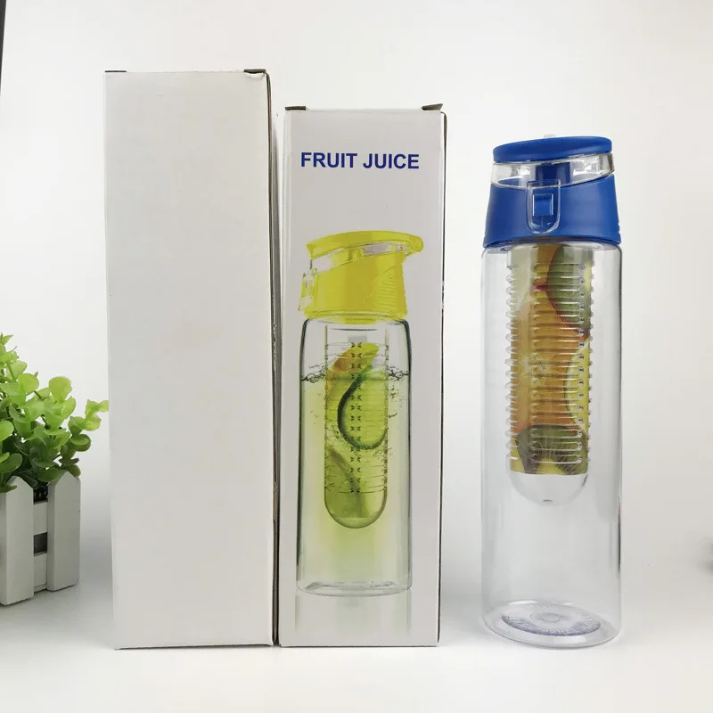 Mikenda  Sport Fruit Infuser Water Bottle Tritan Fruit Infusion Shaker Infuser Bottle Plastic With Push Lid