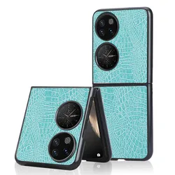 Laudtec Luxury Foldable Crocodile Skin Mobile Phone Case PU Leather Phone Cover For Huawei P50 Pocket Case