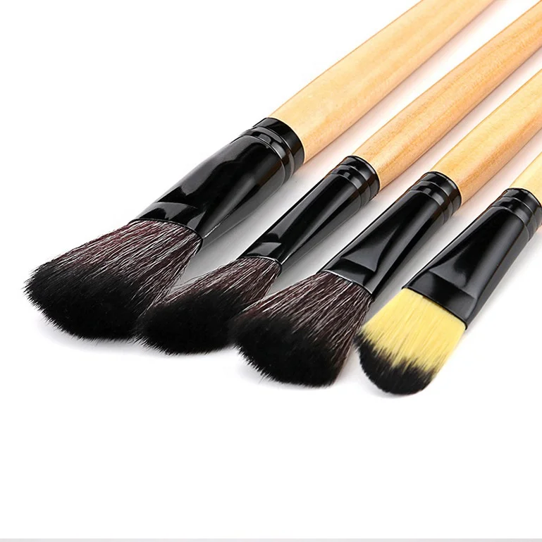Complete 24pcs makeup brush set wood handle horse hair brush set beauty tools kit with storage bag hot sale