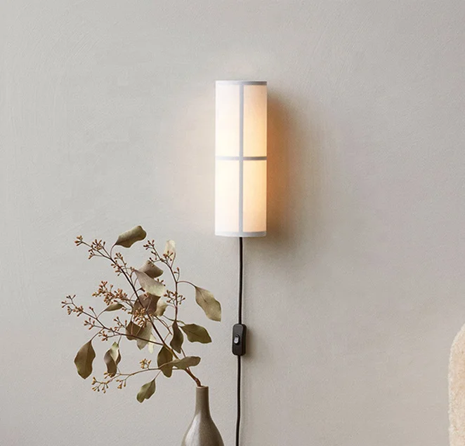 classic hotel corridor indoor led wall lamp fabric shade art antique wall light for project