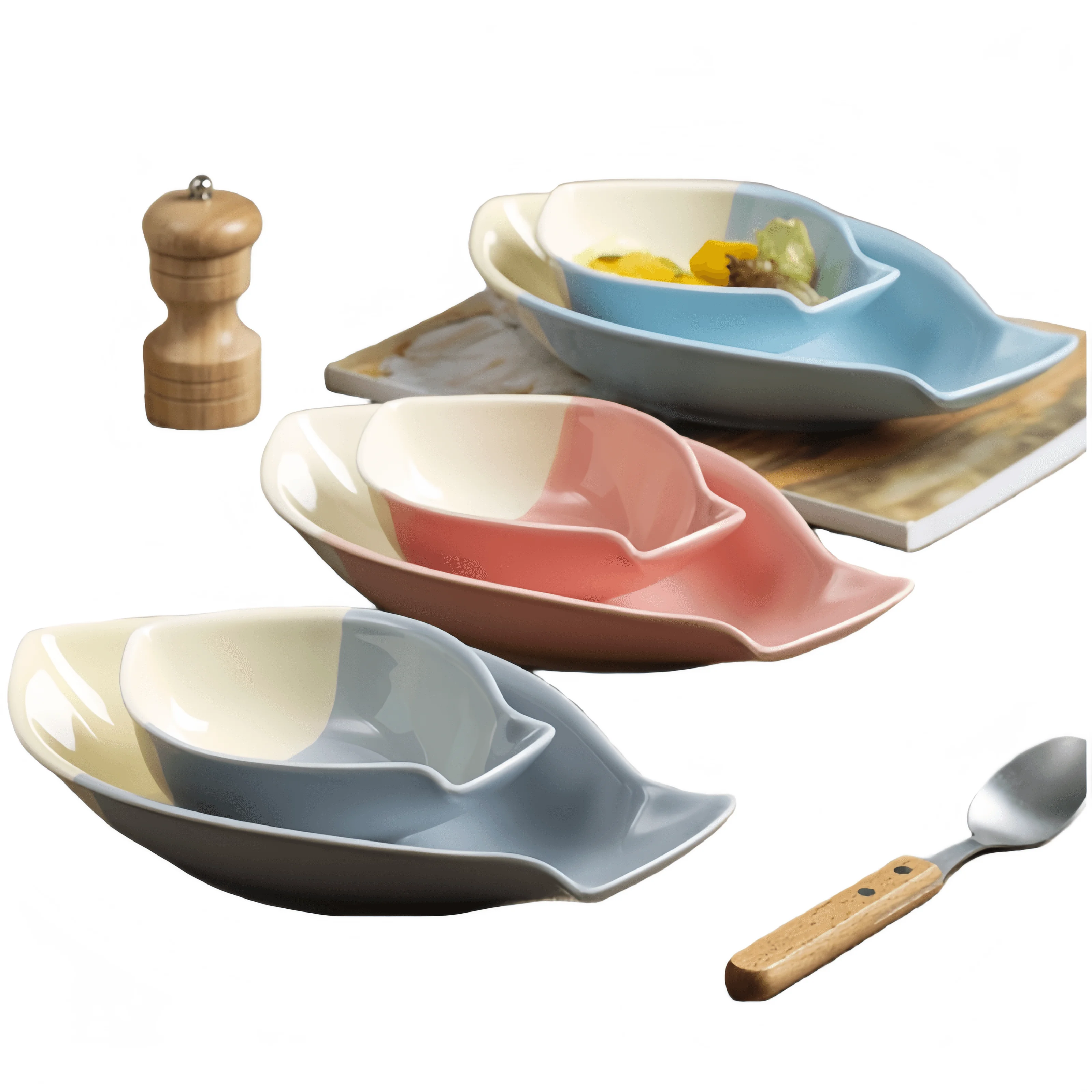 Japanese Style Creative Oval Ceramic Fish-Shaped Plate&Bowl Household Steamed Fish Nordic Roast Dish Fruit Salad Cutlery Chinese