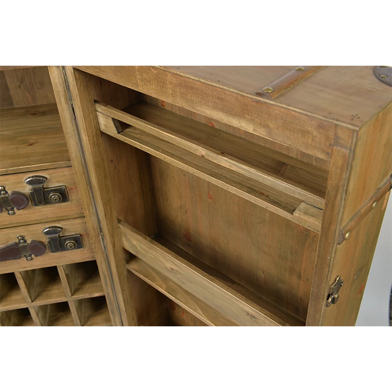 Wholesale Retro Vintage Living Room  Whisky Wine Drink Wood Storage Cabinet