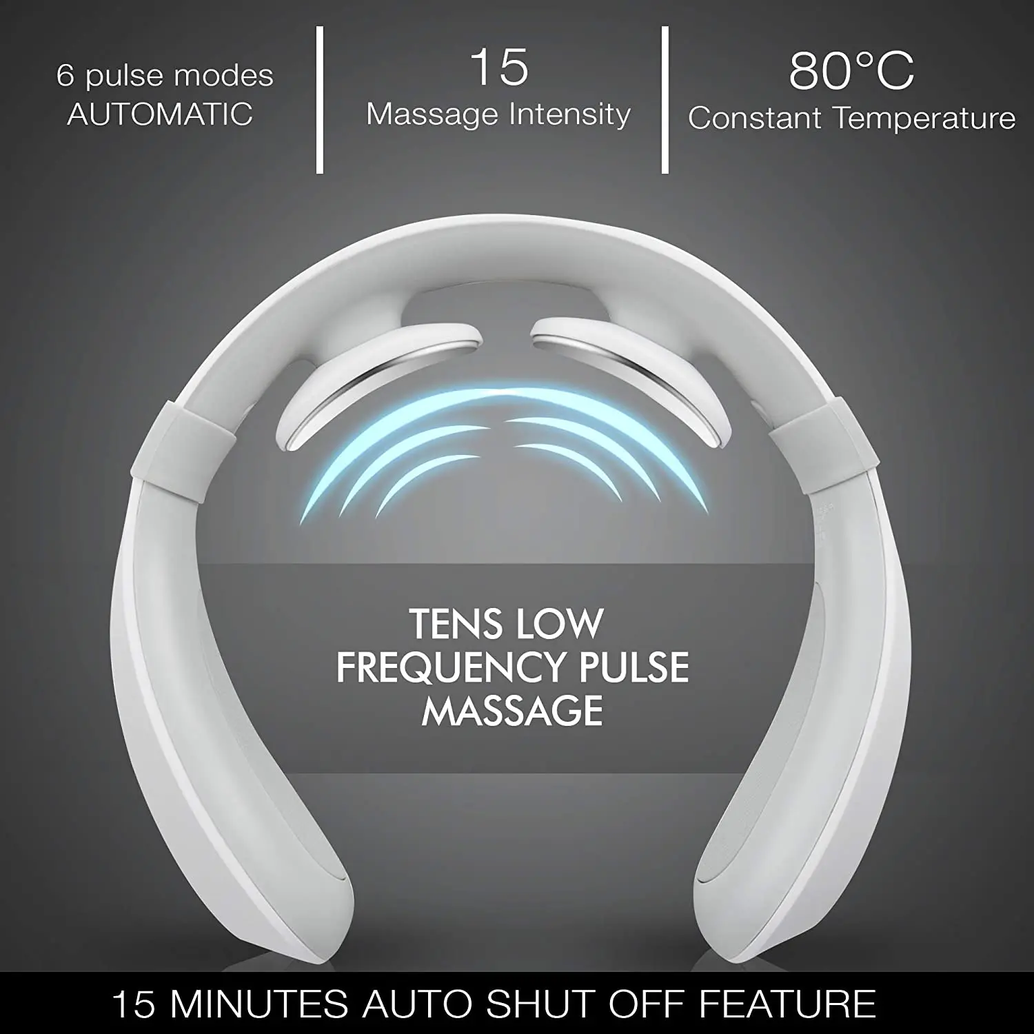 The Cordless Electric Neck Massager Has Six Output Pulses And 15-Level Intensity Remote Control Operation Is More User-Friendly