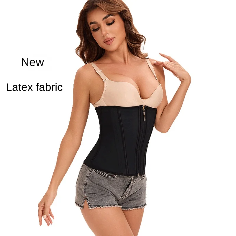 Latex Waist Trainer Shaping Belt Zipper Inner Breasted 13 Steel Bones Tummy Trimmer Slim Belly Body Shaper Sculpting Girdle