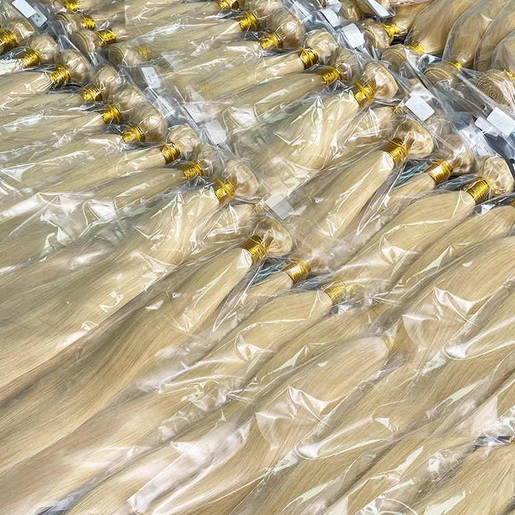 Double Weft Cuticle Aligned Russian Blonde 613 Virgin Hair,40 Inch Blonde Hair Bundle, Platinum Bundle Of Long Blonde Human Hair