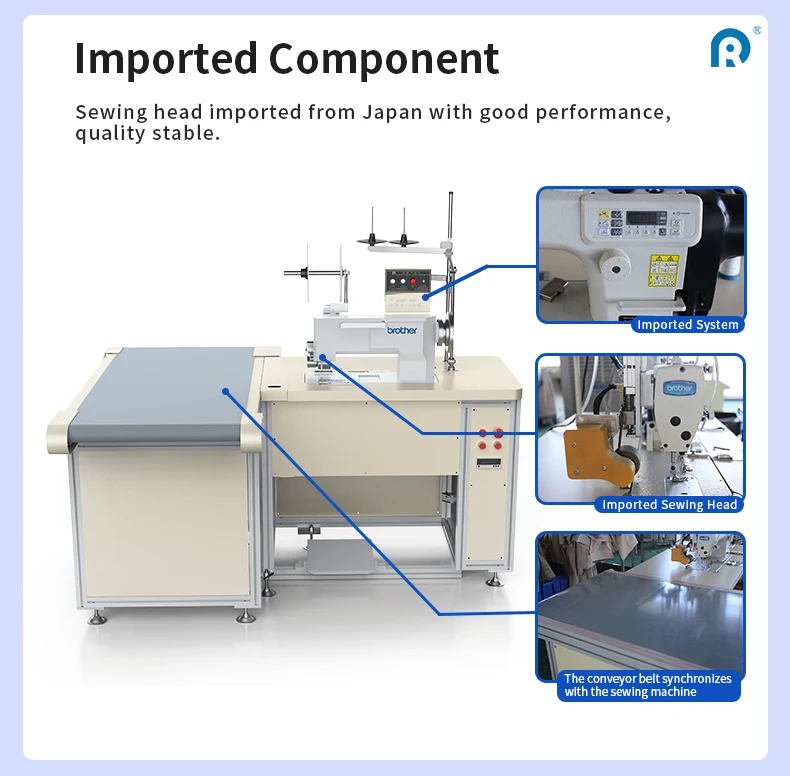 High Quality Small Curtain Hemming Machine for Sides and Bottom Hemming with Conveyor