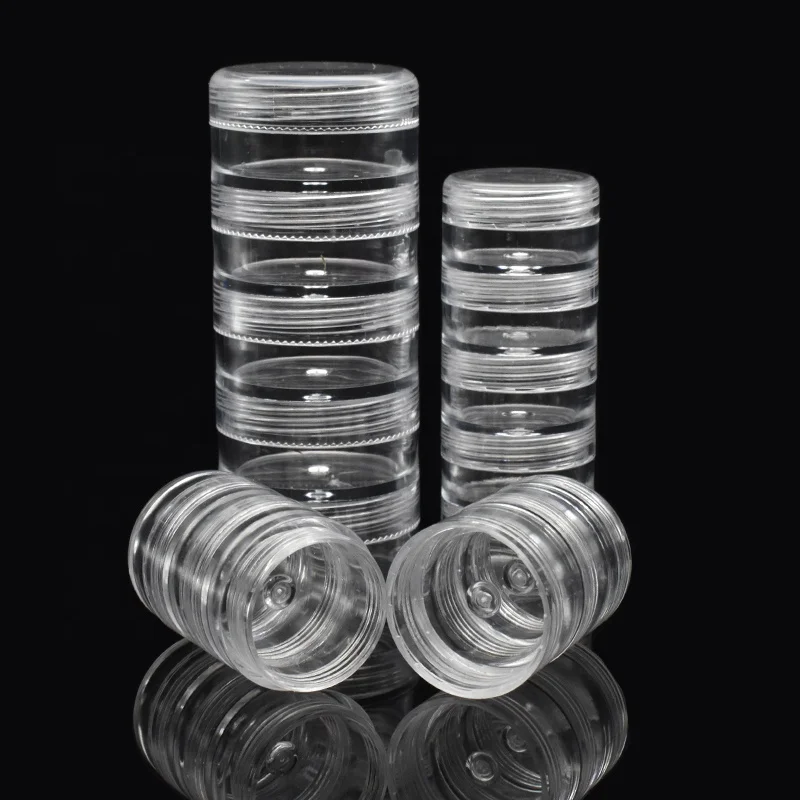 plastic cosmetic jars stackable 5g 10g 30g 40g clear ps plastic cream jars with clear screw lids