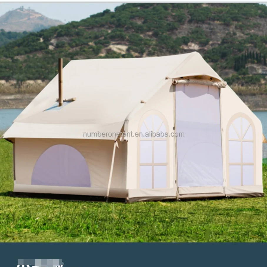New design air cotton 3m 4m Canvas inflatable Bell Tent Waterproof 4 Season Luxury Outdoor Glamping Yurt Tent Camping Tent
