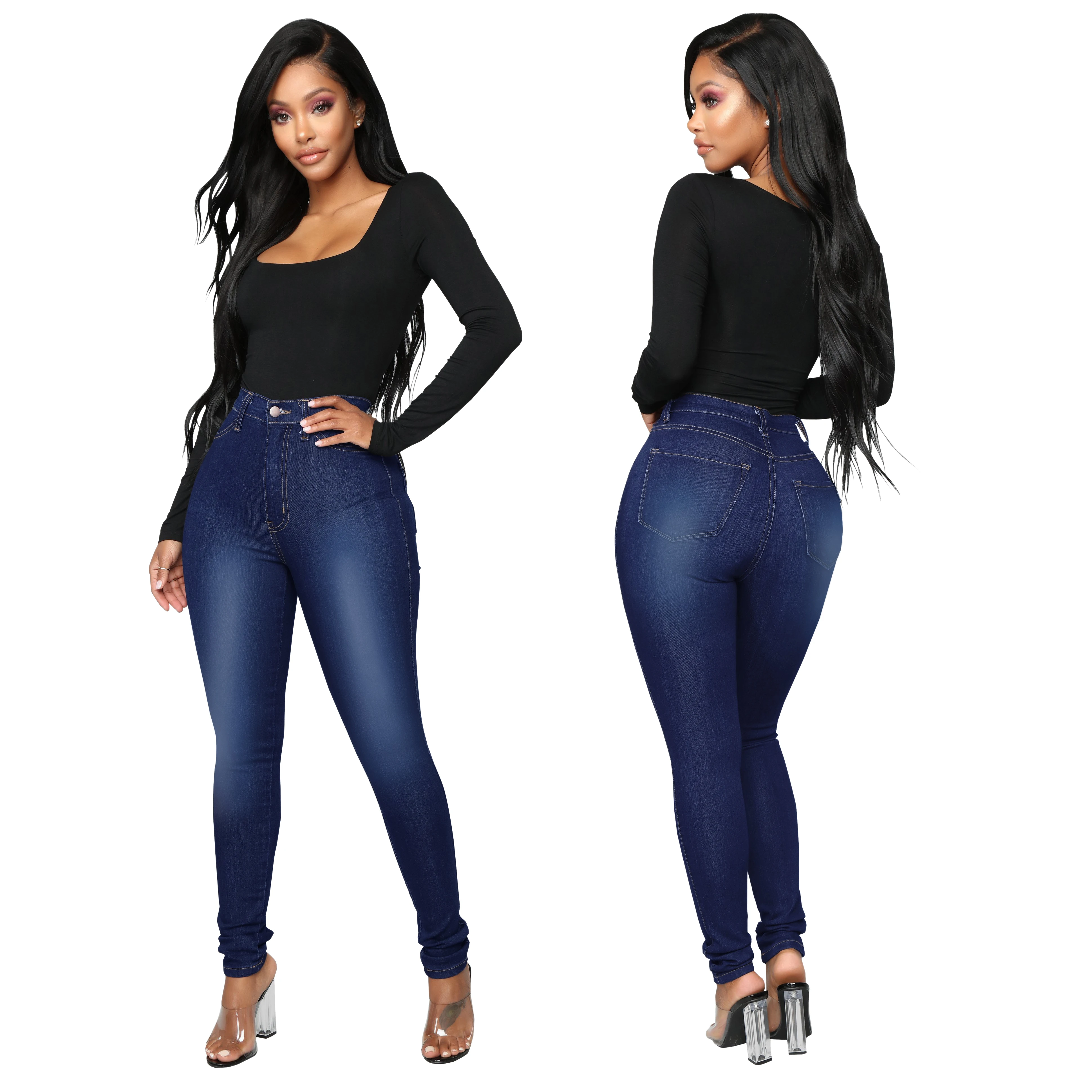 
HSF2044 2019 New Women Jeans Trousers Ladies High Waist Skinny Denim Jeans 