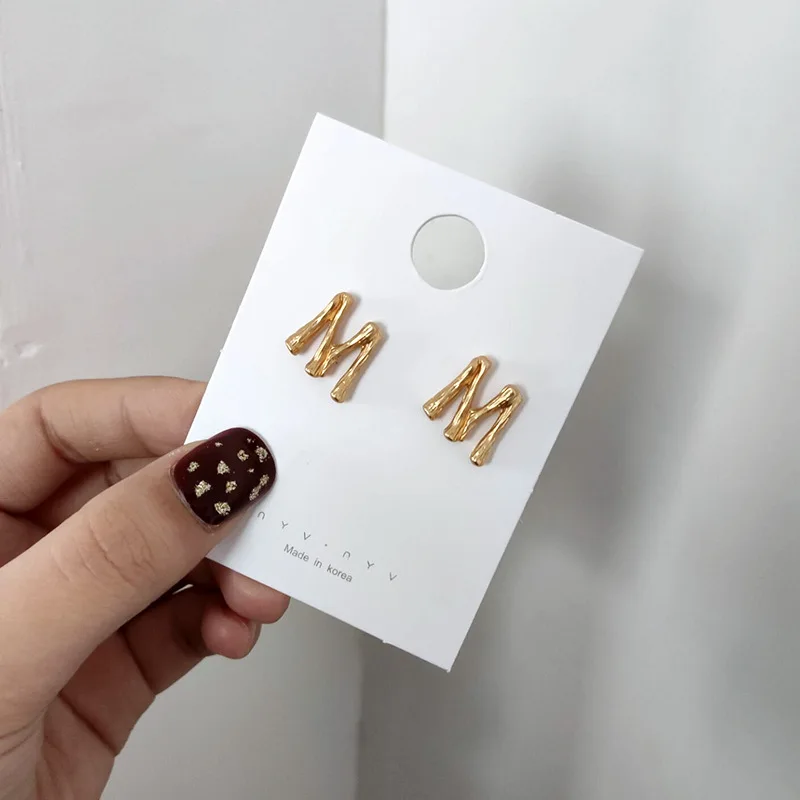 A B C D E F G H I J K L M N O P Q initial little hot selling letter g studs pearl earrings stainless steel italic mini 925