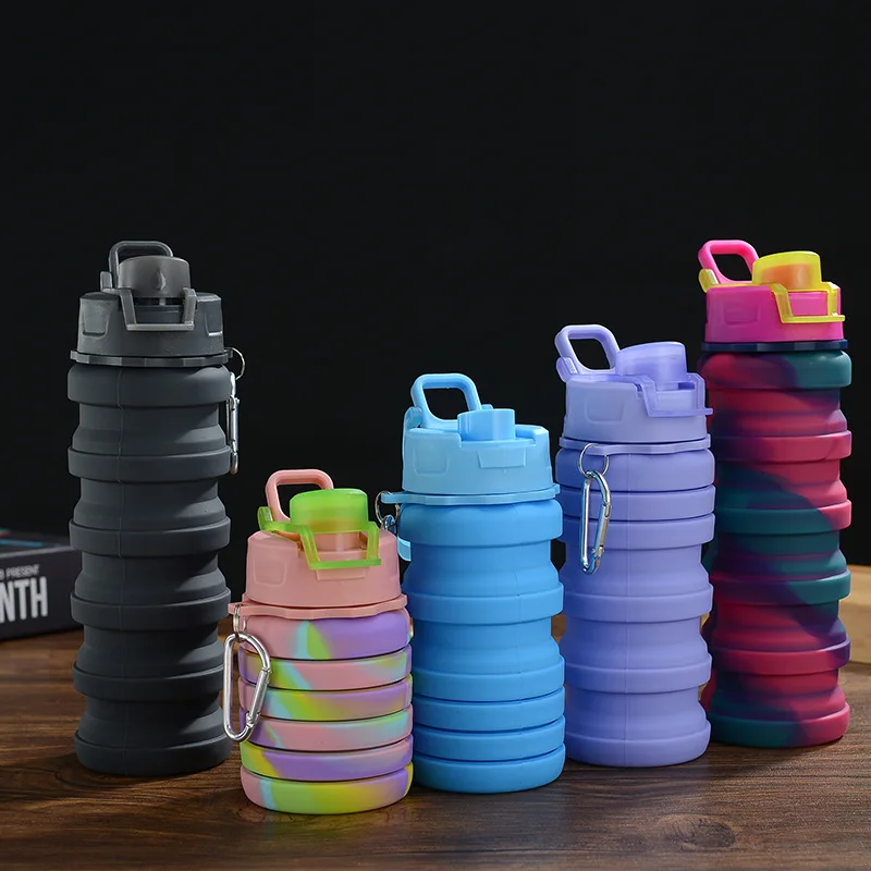 Wholesale Folding Cup  Multifunctional Collapsible Silicone Cup 500ml Folding Sport Water Bottle Retractable Travel Drink Bottle