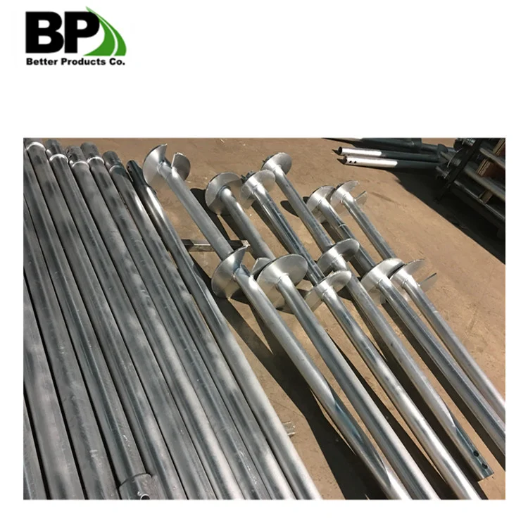 Hot sell  galvanized ground screw round shaft helical piles for light poles for foundation repair