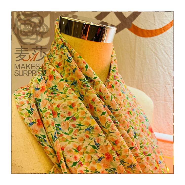 Digital Printed Silk Crepe De Chine Fabric Floral Print Silk Crepe Fabric Pure Silk Fabric