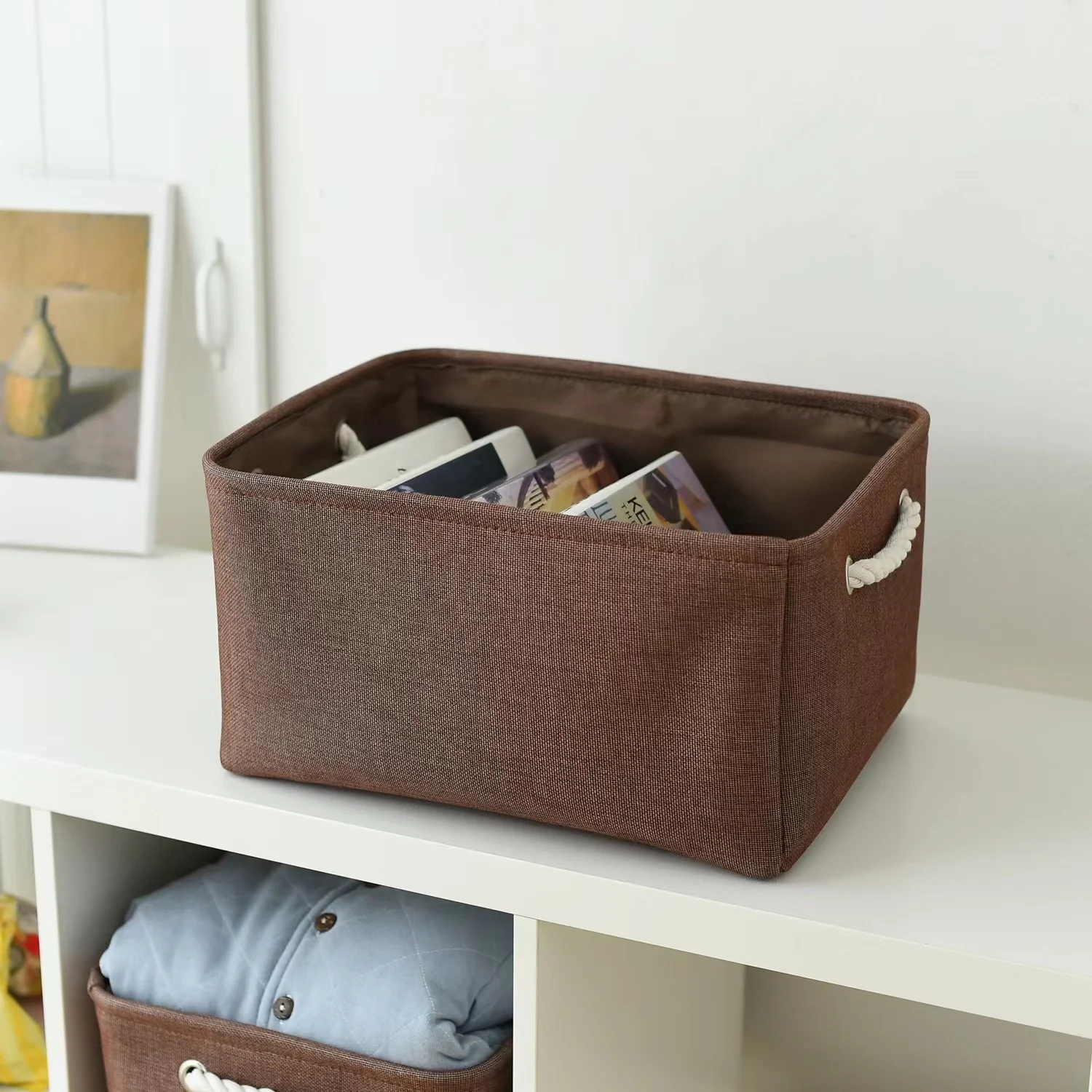 Homeplus Hot Linen Cubby Bins Closet Bathroom Baby Cloth Nursery Fabric Bulk Decorative Empty Baskets for Gifts