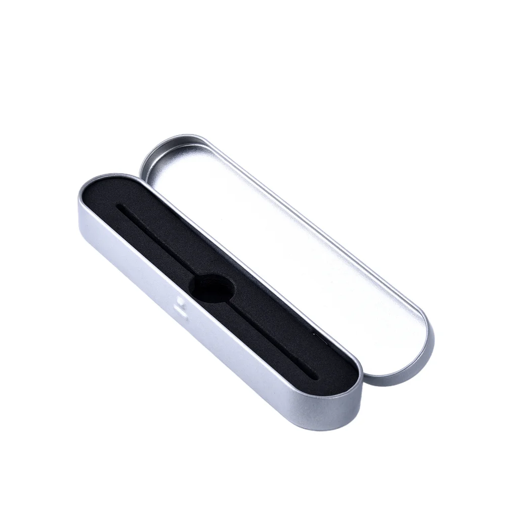 Оптовая продажа, жестяная коробка для лазерной гравировки с логотипом на заказ, упаковка для ручек, металлическая жестяная коробка, серебристая подарочная упаковка с поролоном EVA для картриджа 510