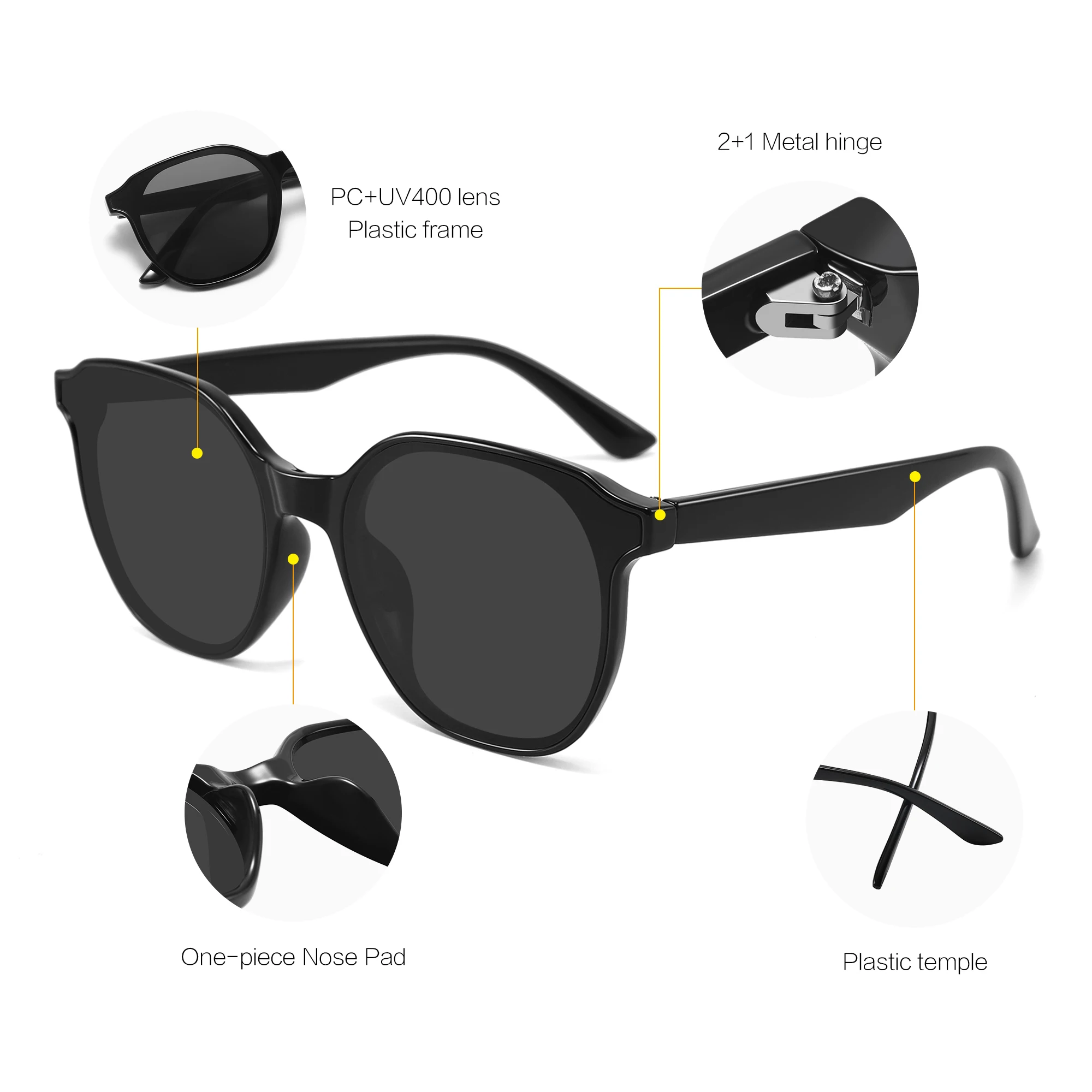 New Arrival PC frame smoke Flat lens UV400 custom logo sunglasses for men women