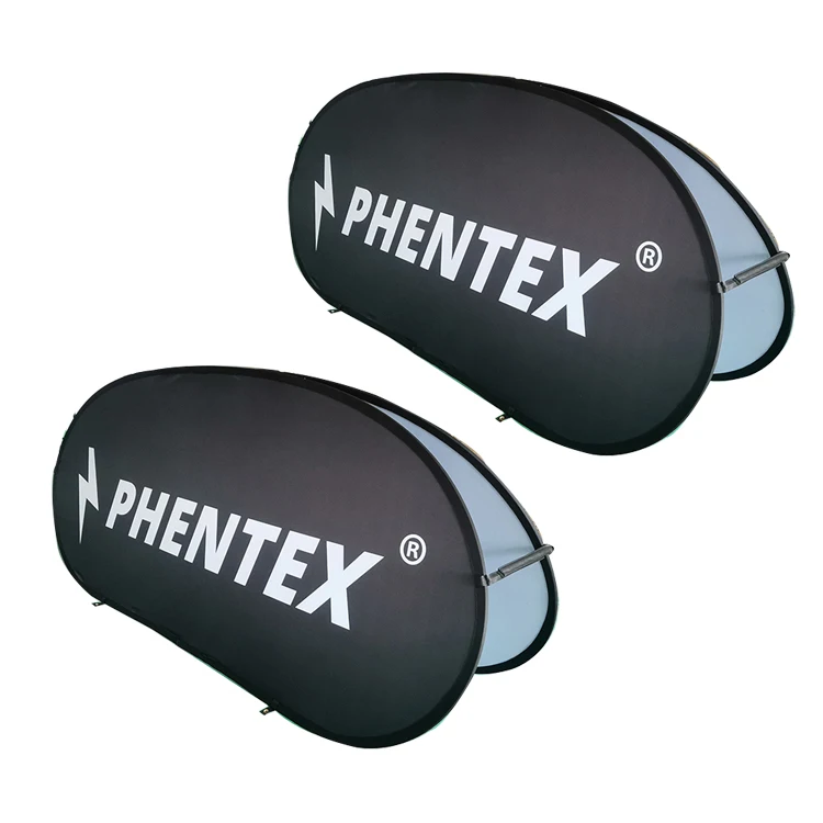 Custom exhibition outdoor folding trade show advertising promotional portable oval horizontal stand a frame pop up out banner