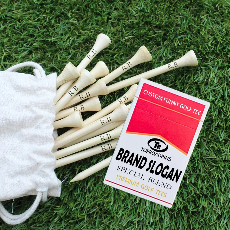 Wholesales bamboo wooden golf tee supports custom logo color design 70mm 83mm cigarette case pack golf peg