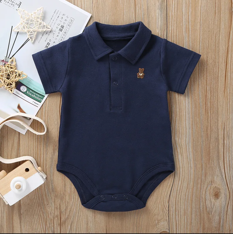 baby summer clothes Cotton Short Sleeve new born baby cloth Jumpsuit Candy Color 0-1 Years Baby Turn-down Collar Infant Romper