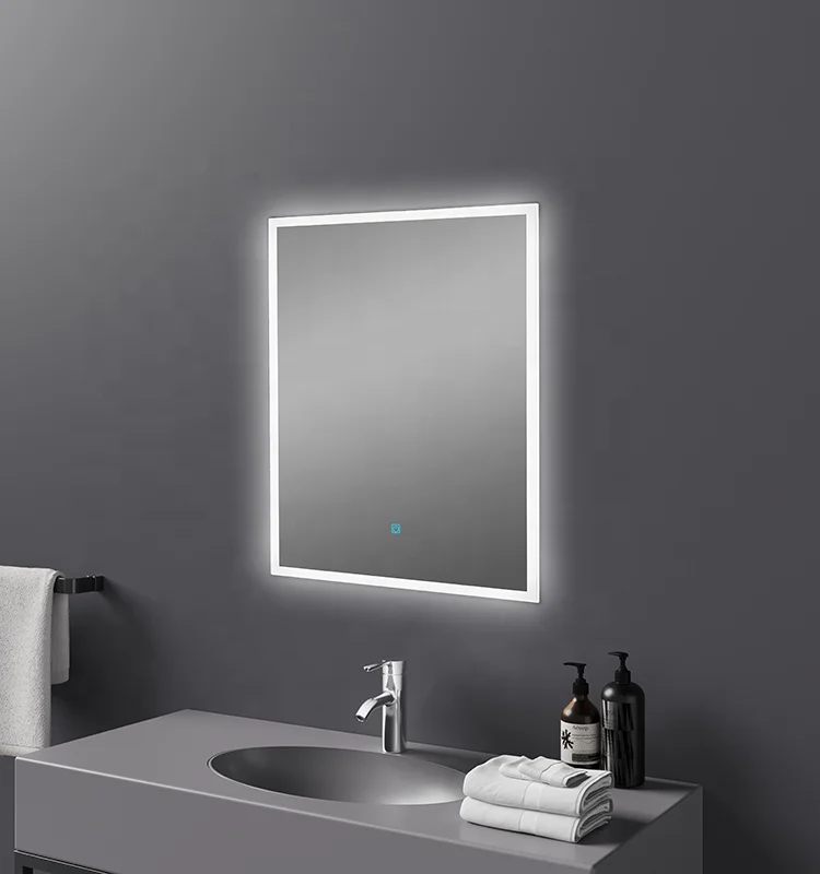 waterproof anti-fogging LED mirror bathroom 5MM environmental protection square silver led mirror with led light