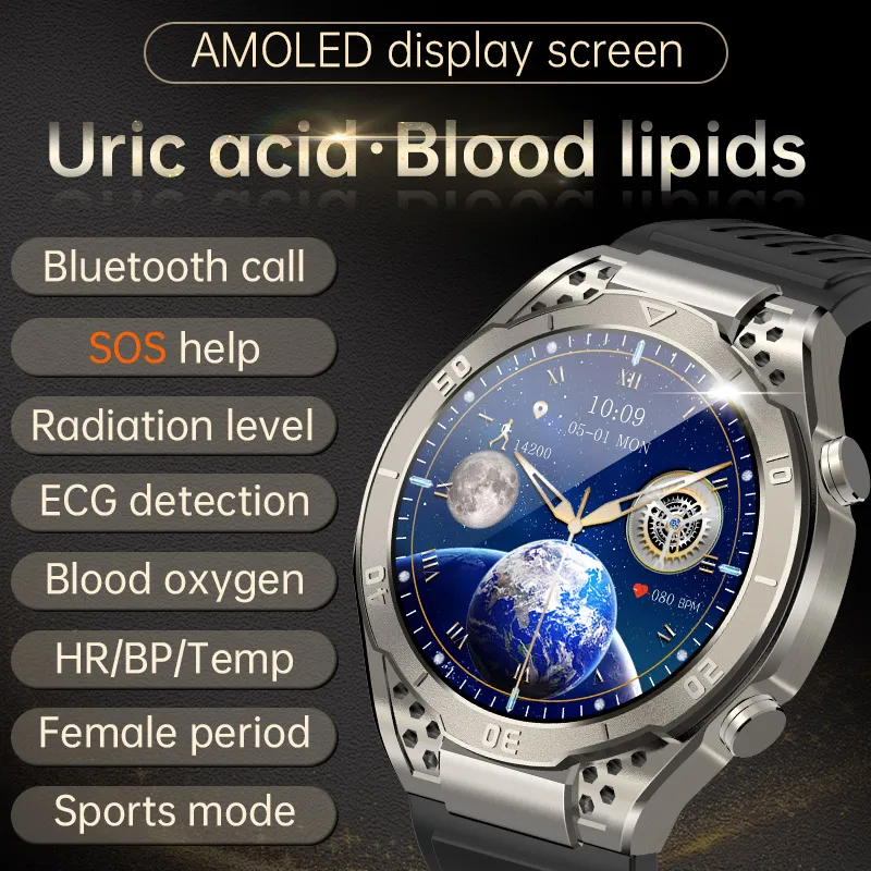 YTGEE Fashion JA01 Wearable Devices Smartwatch Watches 1.43 Inch AMOLED PPG ECG Blood Lipids Sugar Waterproof Smart Watch 2024
