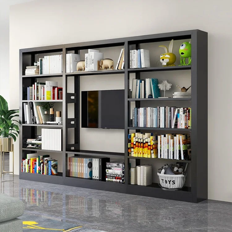 Wholesale commercial cheap used library metal bookshelves modern modular bookcases wrought iron bookcase design