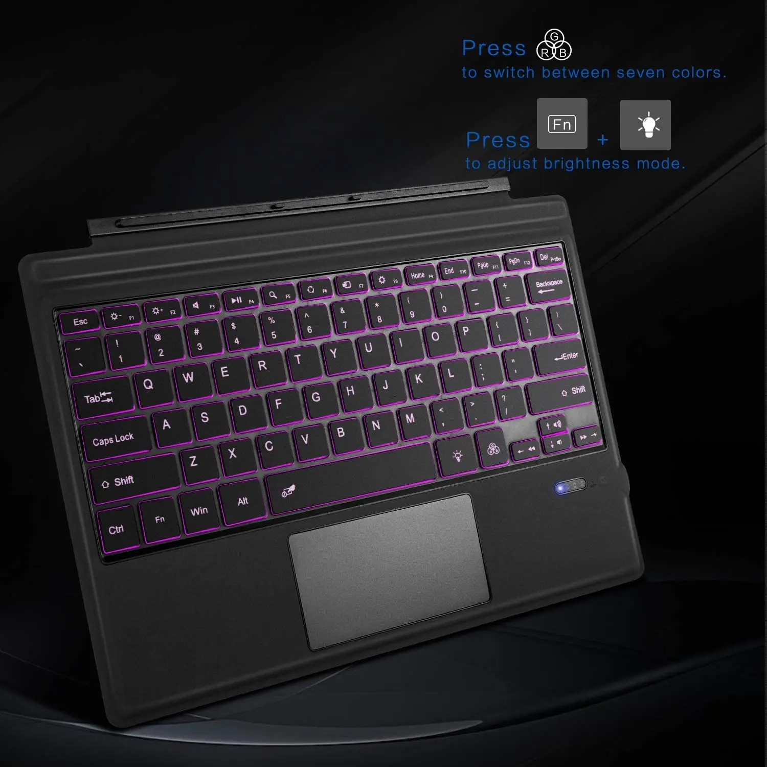 Customized Layout Colorful touchpad wireless backlight keyboard for Surface pro 3/4/5/6/7/8/X