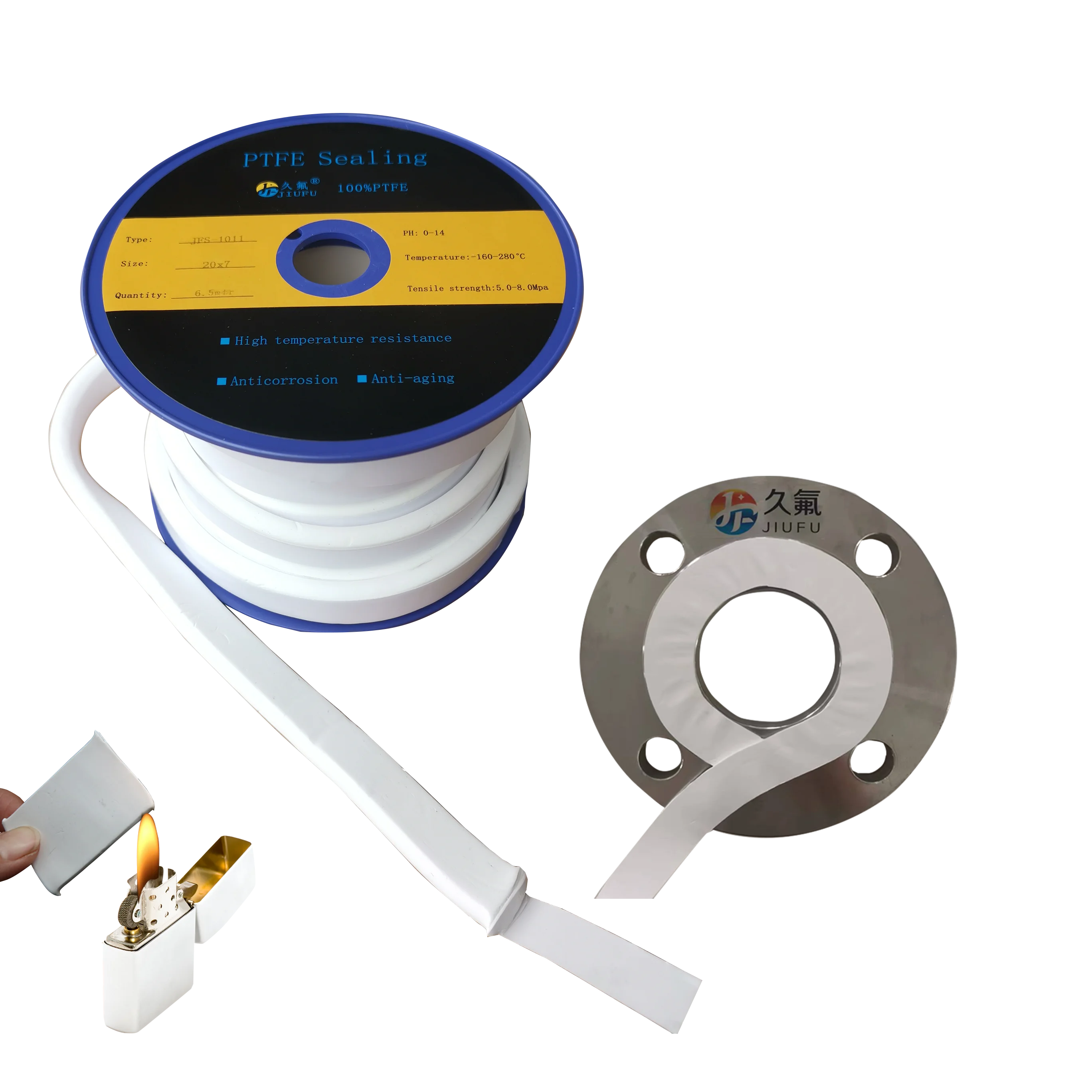 JF-PTFE 100% самоклеящегося мягкого расширенного PTFE уплотнение лента Высокая термостойкость и устойчивость к коррозии