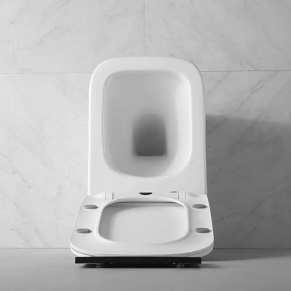 European style Ceramic toilette white color mounted toilet wall hung square Rimless sanitary ware wall hung toilet bathroom