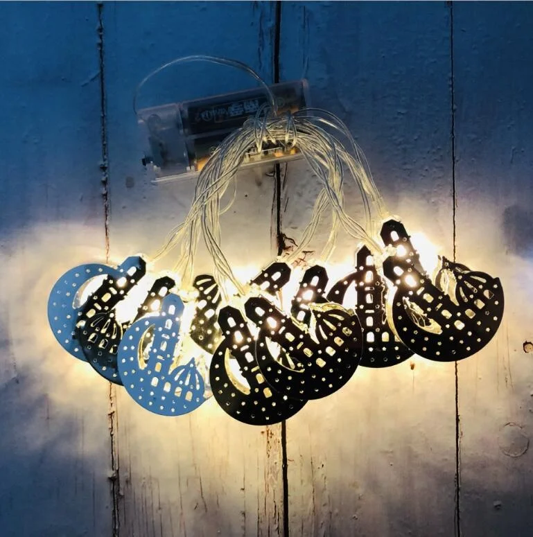Ramadan lighting Festival Decoration Pendant Muslim Eid al-Fitr iron House Castle Light For Islamic Decorations Party Decoration