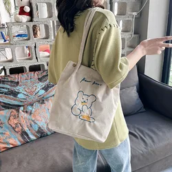 Wholesale New Trend Fashion Button Shoulder Custom Women Corduroy Tote Bag