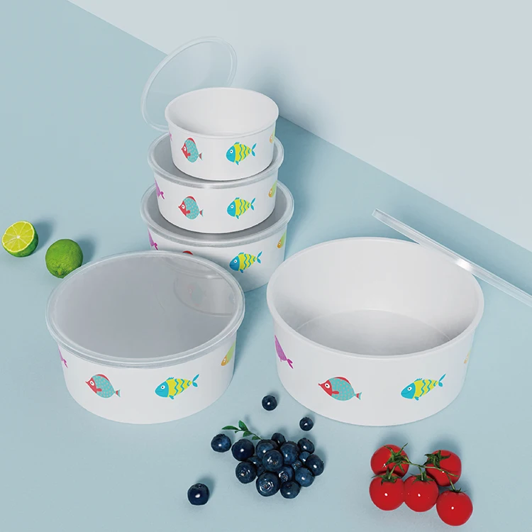 RPET Sealed Food Grade Round Preservation Storage Box Kitchen Microwave Round Container Box With Lids