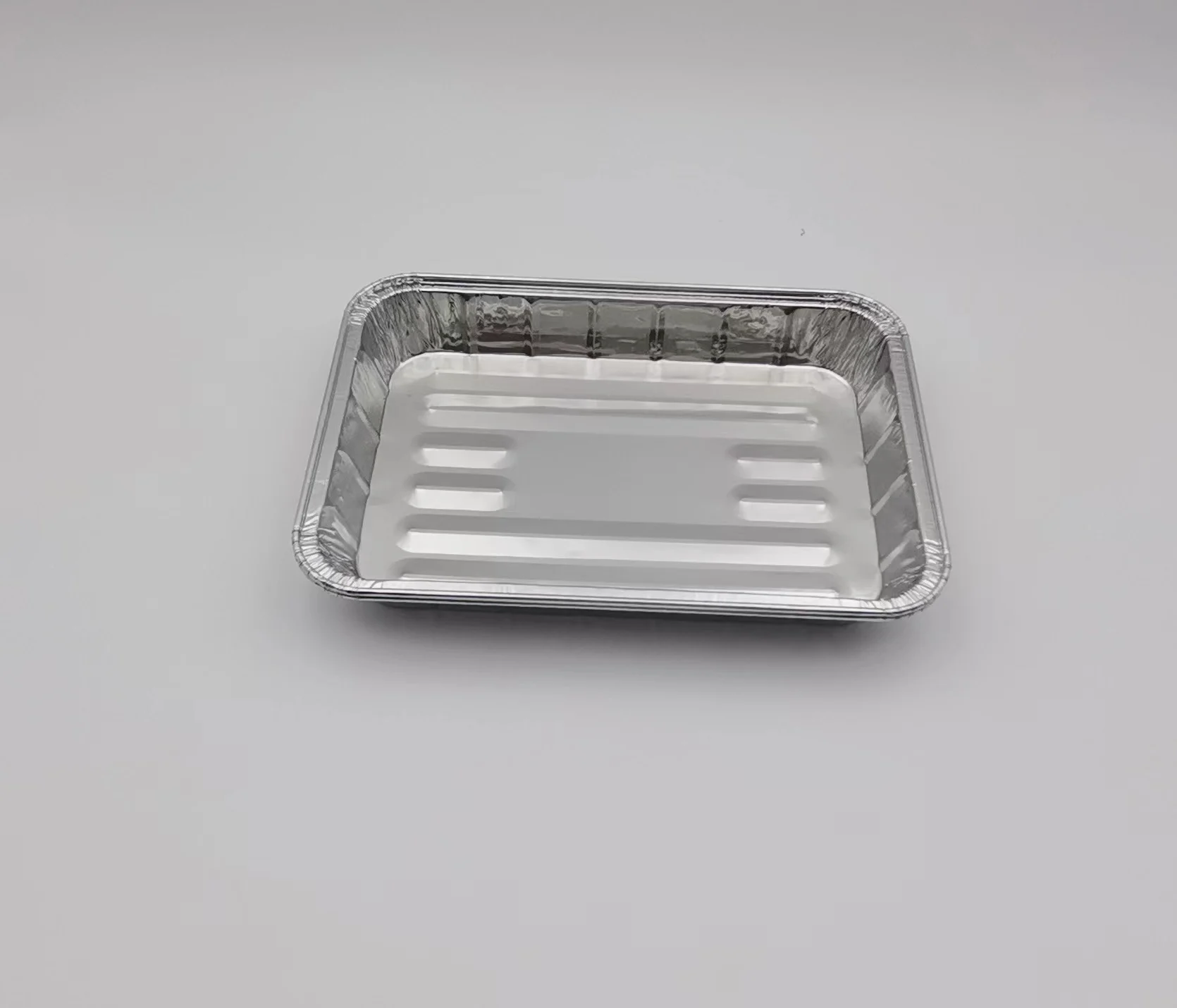 Disposable aluminium food containers shallow foil tray crimped edge food packaging boxes