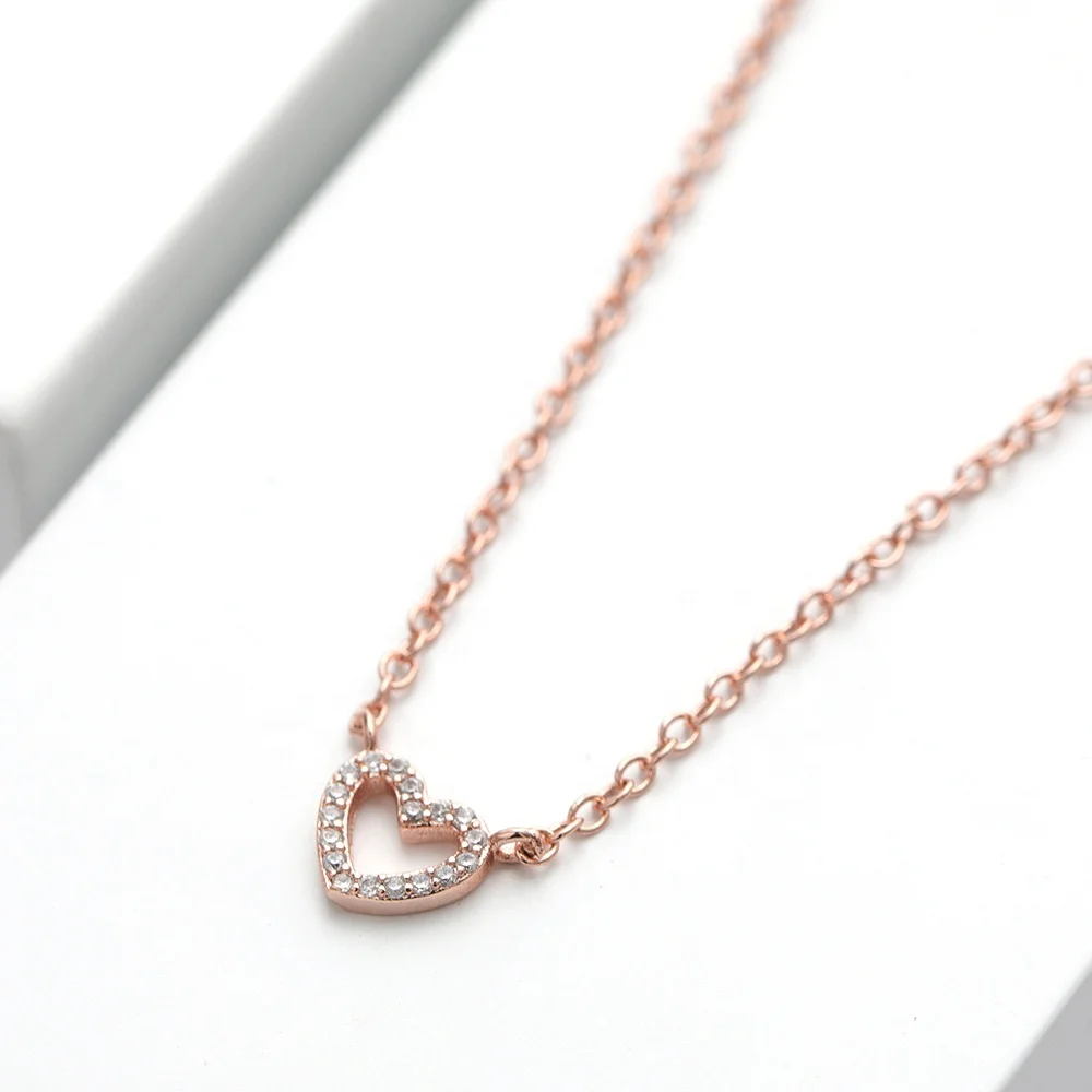 14K Gold Plated Infinity Necklace Bridesmaids Gifts Heart Pendent Necklace With Clear CZ Stones