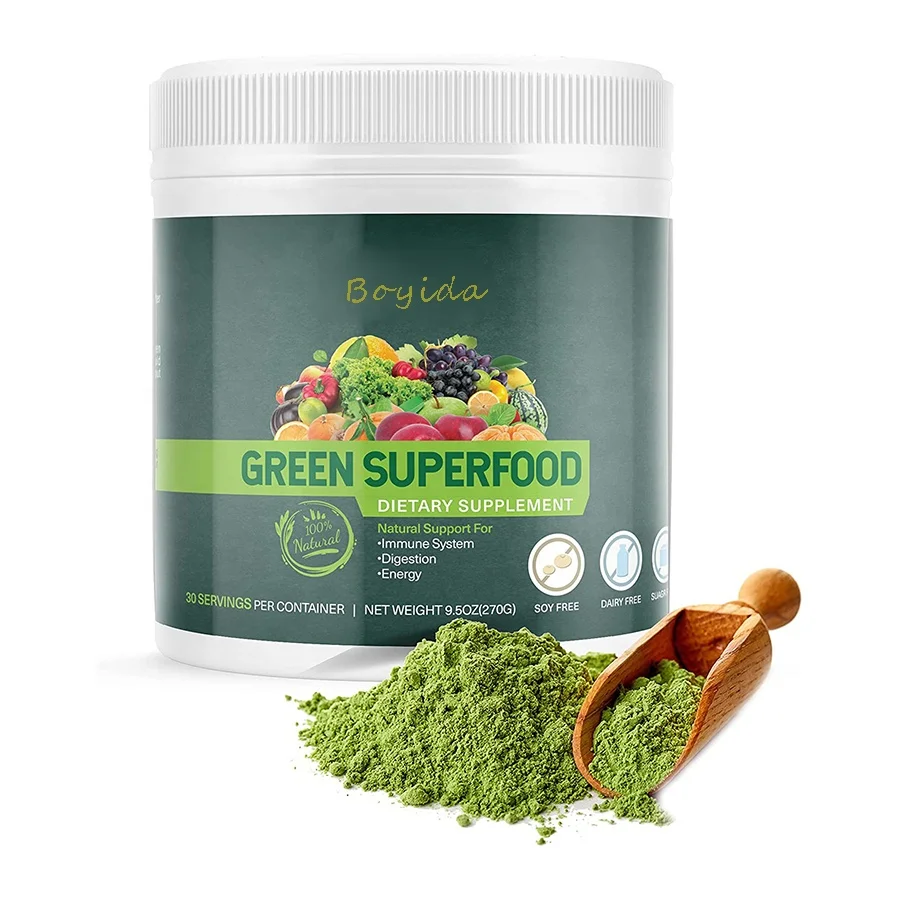 Amazon Hot Selling Super Greens Powder Premium Vegan Juice Supplement Superfood Greens Powder