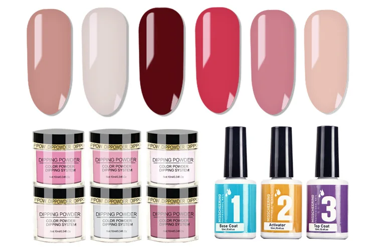 5 colors Nail art Dipping powder kit set No baking light French nail polish dipping powder  nail kit system