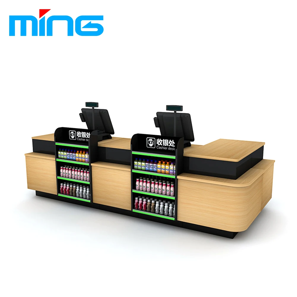 Modern Design Checkout Counter Supermarket Grocery Store Cashier Desk  with Conveyor Belt
