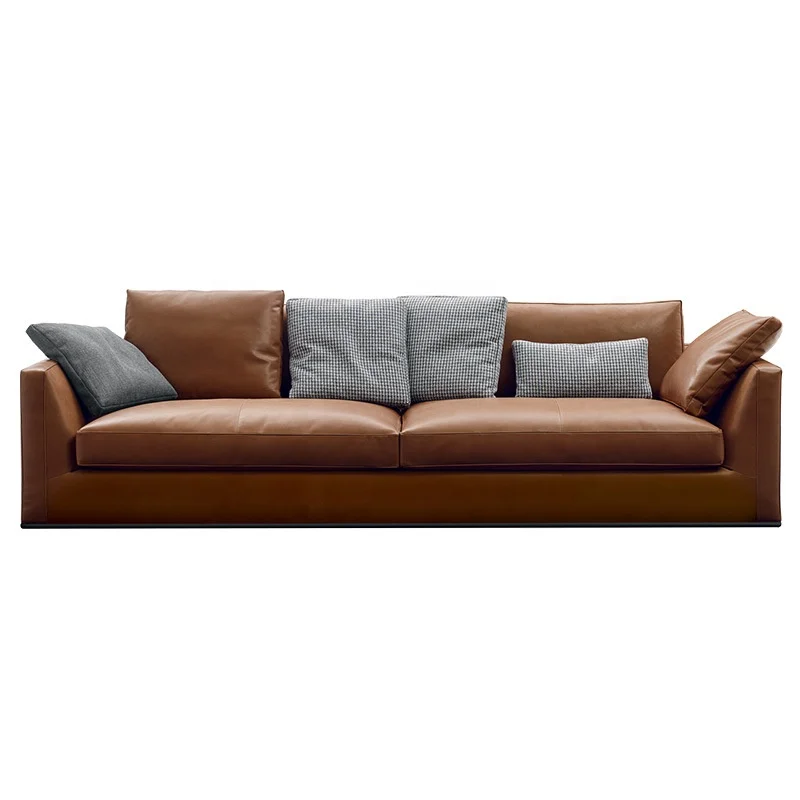 Italian Design Leather Sofa Set for Home Villa Hotel Lobby & Living Room-Custom 2/3/4 Seater Modern Couch