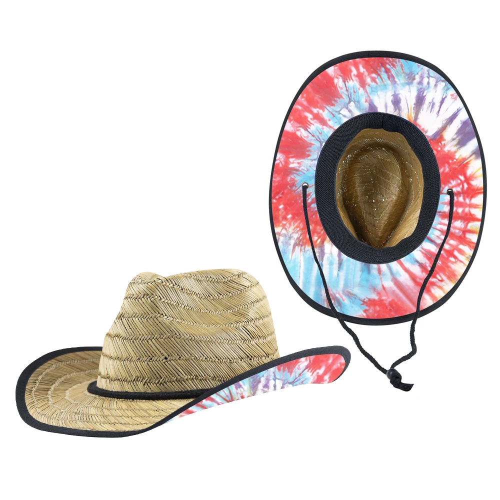 JAKIJAYI 2022 New Style Custom Logo Underneath Printing Wholesale Straw Cowboy Hats Woman for Adult and Kid Lifeguard Straw hats